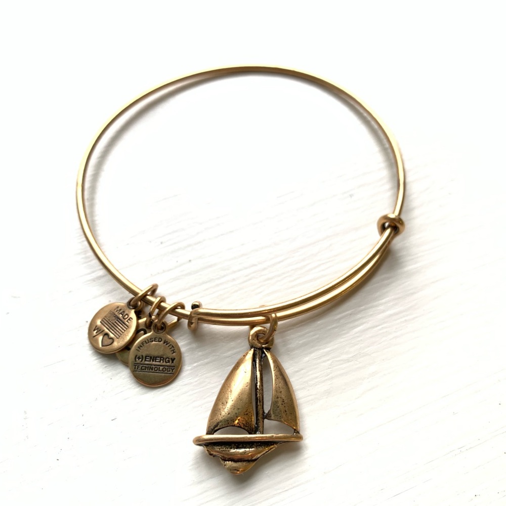 Alex and Ani adjustable gold sailboat bangle